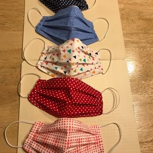 Lot of 5 Cotton Face Masks. Handmade, Reusable